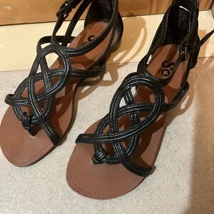 SO Women's Black Woven Sandals
